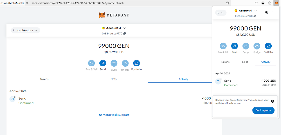 Transaction sending success