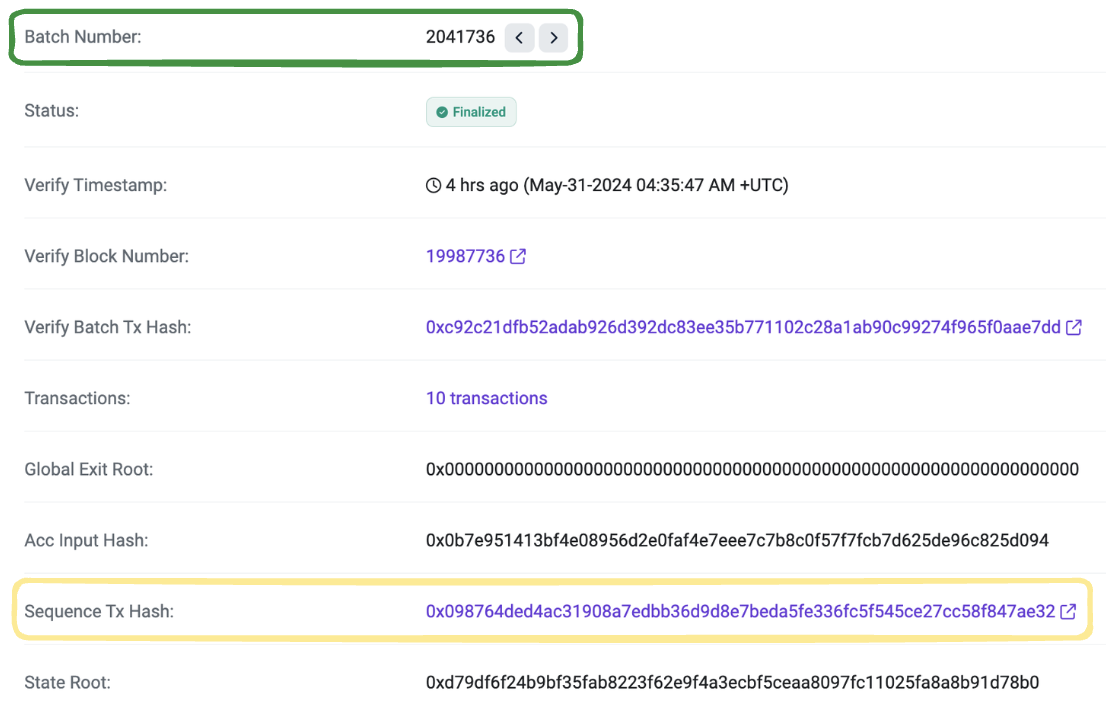Batch of transactions