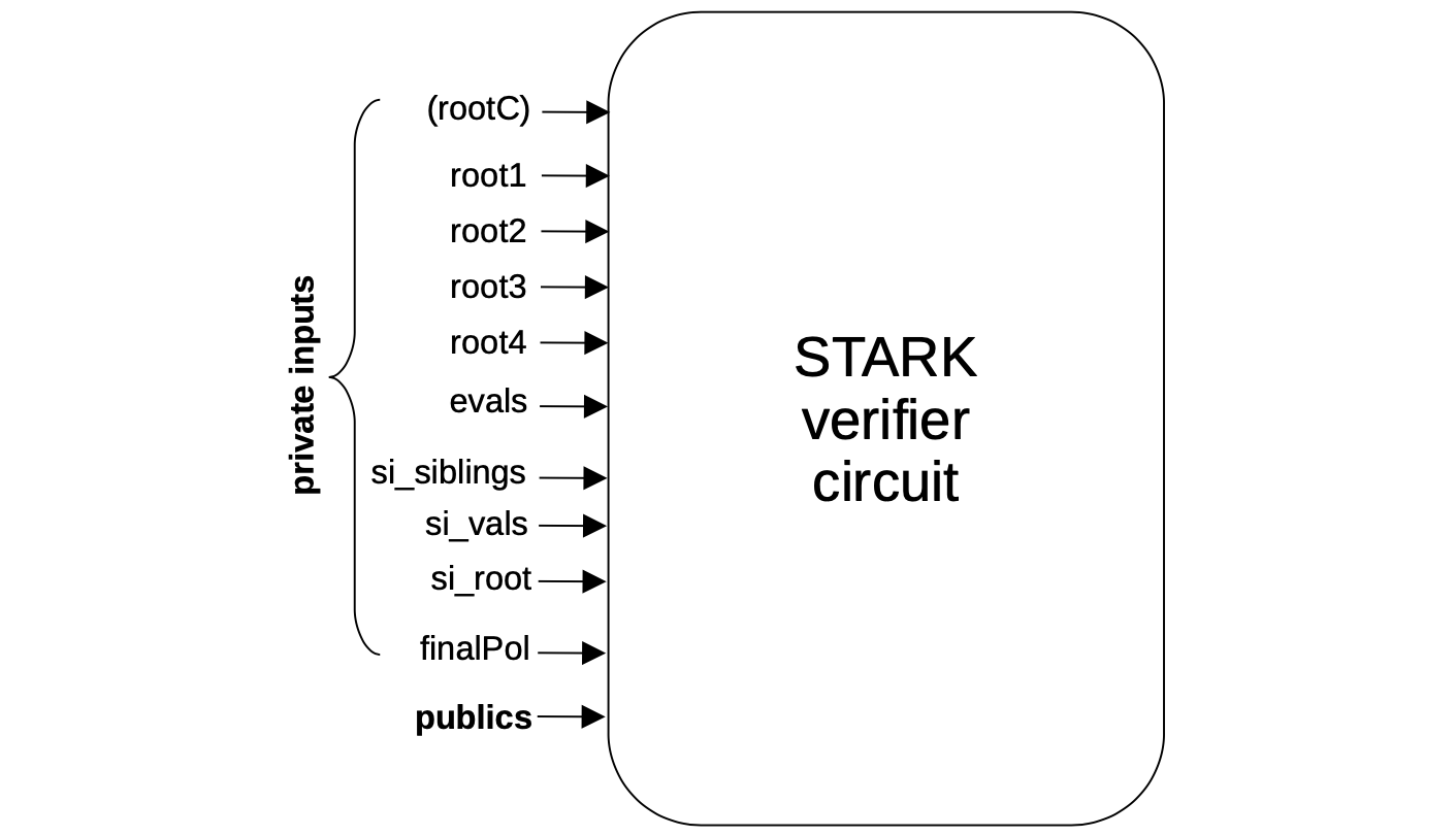 Inputs of the STARK Verifier circuits