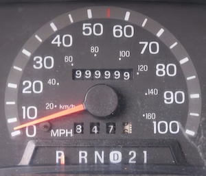 Odometer at 999999 ready to wrap around