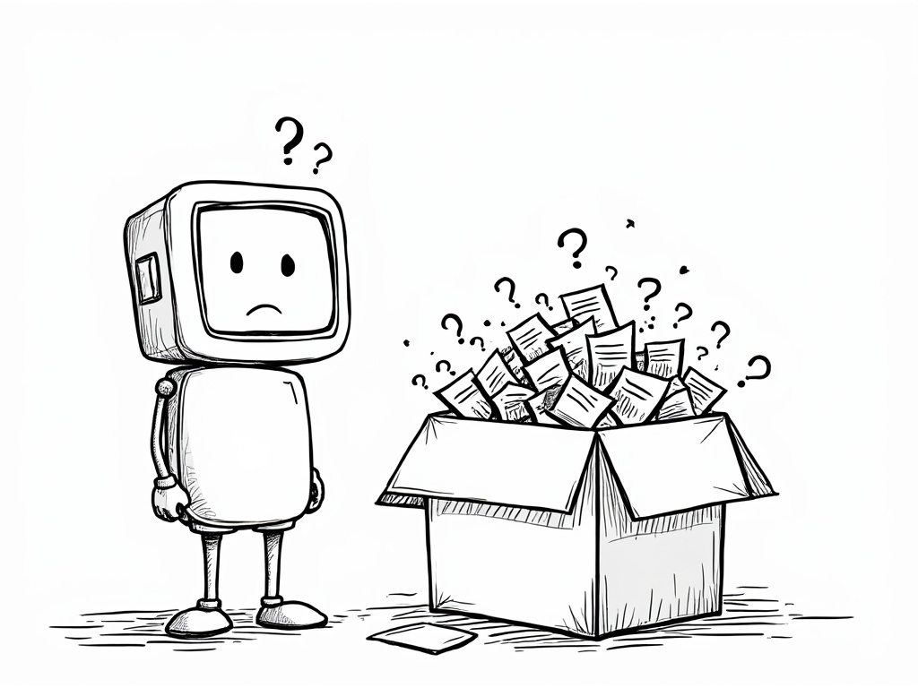 Robot confused at a box of unknown notes